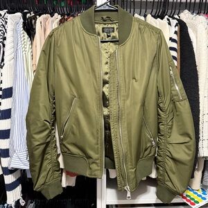 Topshop Olive Green Bomber Jacket | Size 4